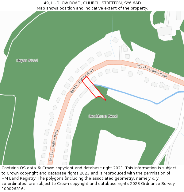 49, LUDLOW ROAD, CHURCH STRETTON, SY6 6AD: Location map and indicative extent of plot