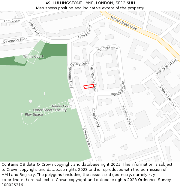 49, LULLINGSTONE LANE, LONDON, SE13 6UH: Location map and indicative extent of plot