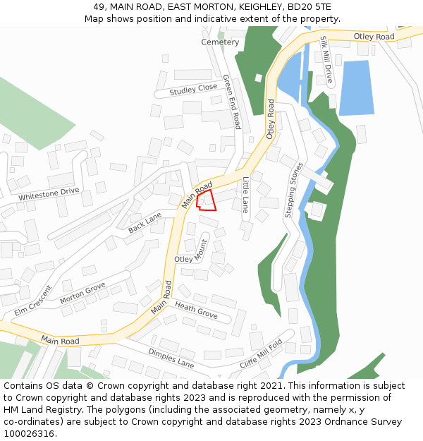 49, MAIN ROAD, EAST MORTON, KEIGHLEY, BD20 5TE: Location map and indicative extent of plot