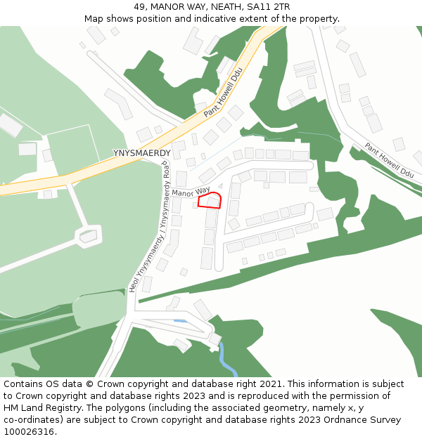 49, MANOR WAY, NEATH, SA11 2TR: Location map and indicative extent of plot