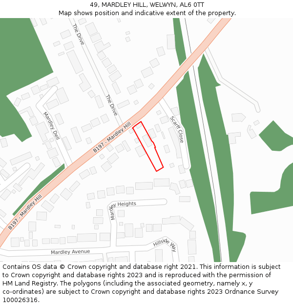 49, MARDLEY HILL, WELWYN, AL6 0TT: Location map and indicative extent of plot