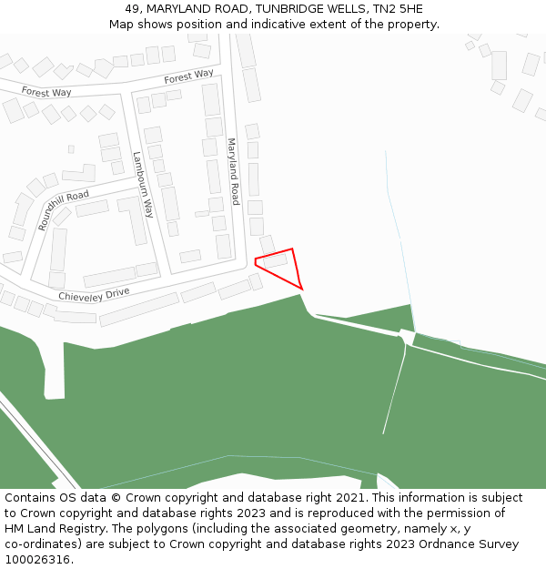 49, MARYLAND ROAD, TUNBRIDGE WELLS, TN2 5HE: Location map and indicative extent of plot