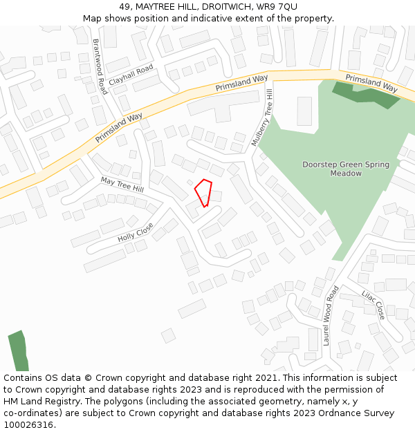 49, MAYTREE HILL, DROITWICH, WR9 7QU: Location map and indicative extent of plot