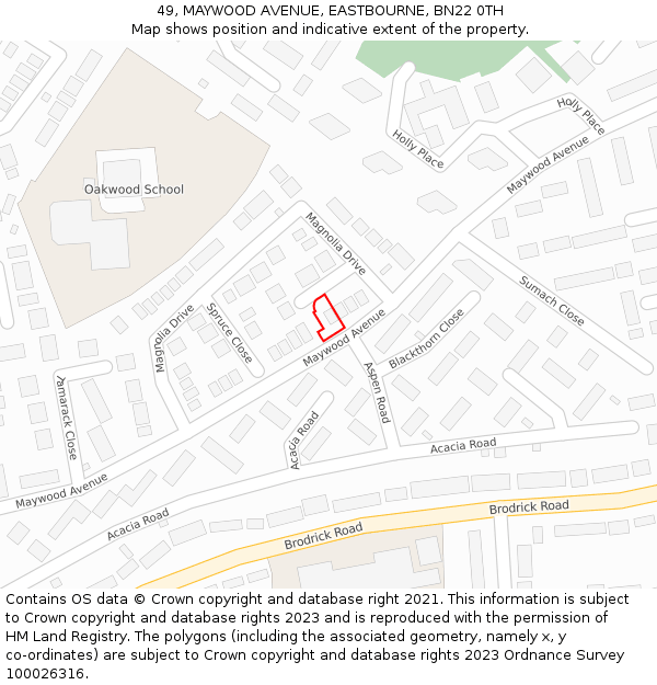 49, MAYWOOD AVENUE, EASTBOURNE, BN22 0TH: Location map and indicative extent of plot