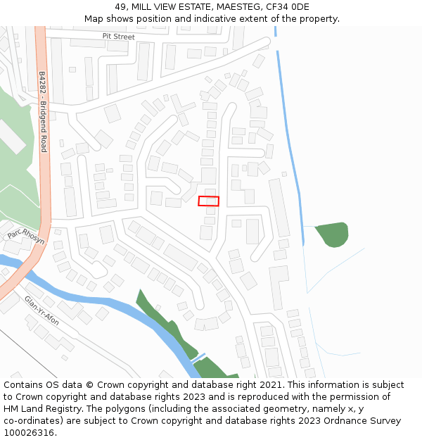 49, MILL VIEW ESTATE, MAESTEG, CF34 0DE: Location map and indicative extent of plot