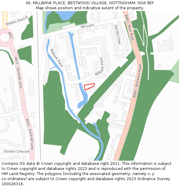 49, MILLBANK PLACE, BESTWOOD VILLAGE, NOTTINGHAM, NG6 8EF: Location map and indicative extent of plot