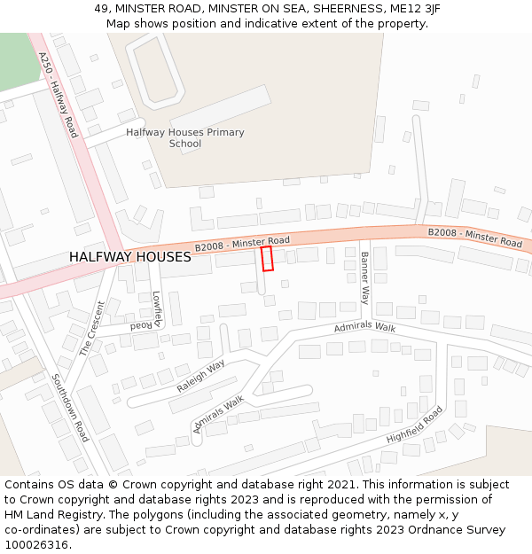 49, MINSTER ROAD, MINSTER ON SEA, SHEERNESS, ME12 3JF: Location map and indicative extent of plot