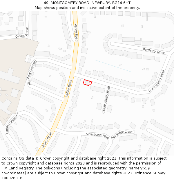 49, MONTGOMERY ROAD, NEWBURY, RG14 6HT: Location map and indicative extent of plot