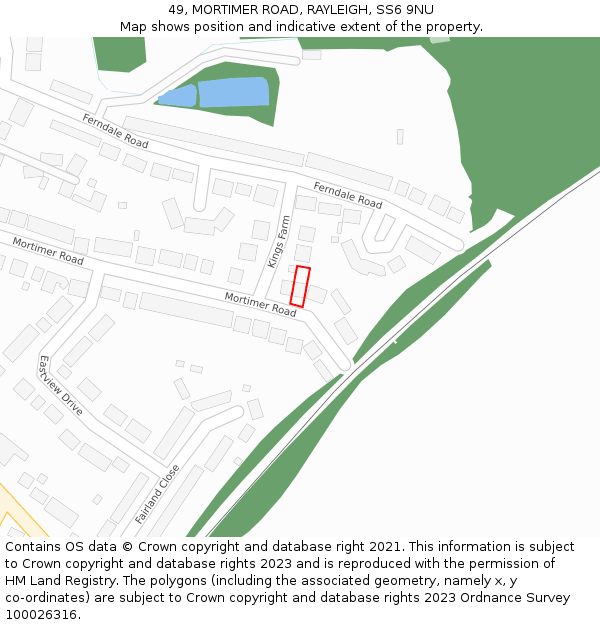 49, MORTIMER ROAD, RAYLEIGH, SS6 9NU: Location map and indicative extent of plot