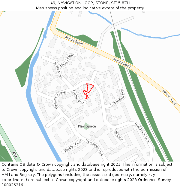 49, NAVIGATION LOOP, STONE, ST15 8ZH: Location map and indicative extent of plot