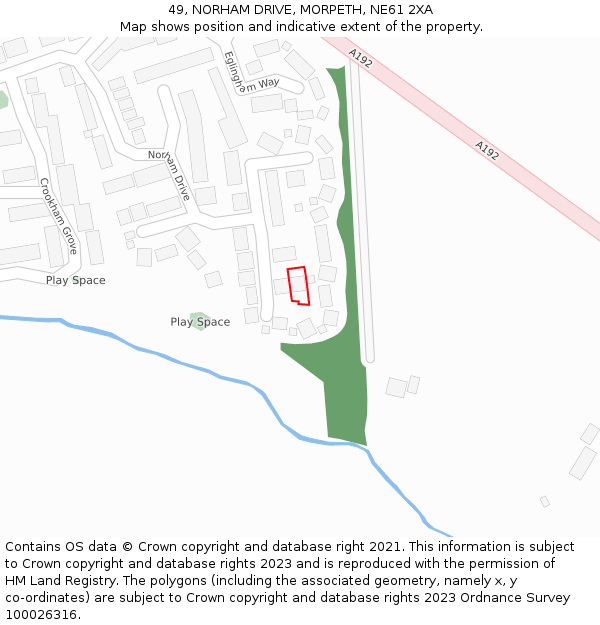 49, NORHAM DRIVE, MORPETH, NE61 2XA: Location map and indicative extent of plot