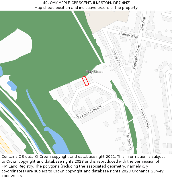 49, OAK APPLE CRESCENT, ILKESTON, DE7 4NZ: Location map and indicative extent of plot