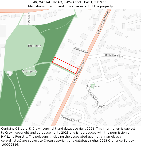 49, OATHALL ROAD, HAYWARDS HEATH, RH16 3EL: Location map and indicative extent of plot