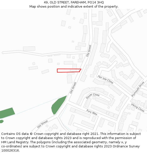 49, OLD STREET, FAREHAM, PO14 3HQ: Location map and indicative extent of plot