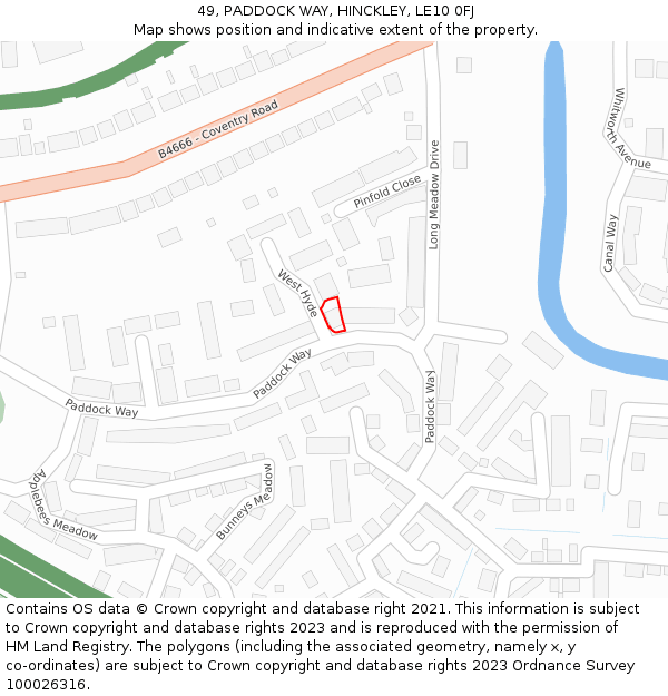 49, PADDOCK WAY, HINCKLEY, LE10 0FJ: Location map and indicative extent of plot