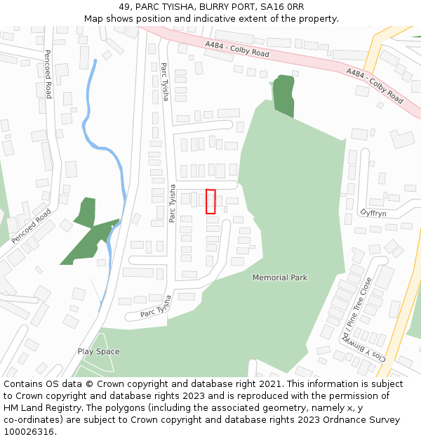 49, PARC TYISHA, BURRY PORT, SA16 0RR: Location map and indicative extent of plot