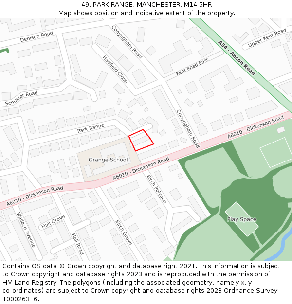 49, PARK RANGE, MANCHESTER, M14 5HR: Location map and indicative extent of plot