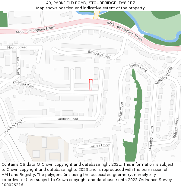 49, PARKFIELD ROAD, STOURBRIDGE, DY8 1EZ: Location map and indicative extent of plot