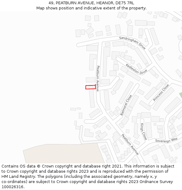 49, PEATBURN AVENUE, HEANOR, DE75 7RL: Location map and indicative extent of plot
