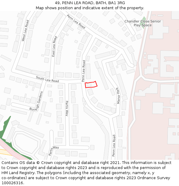 49, PENN LEA ROAD, BATH, BA1 3RG: Location map and indicative extent of plot