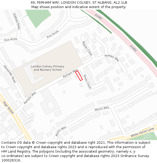 49, PERHAM WAY, LONDON COLNEY, ST ALBANS, AL2 1LB: Location map and indicative extent of plot