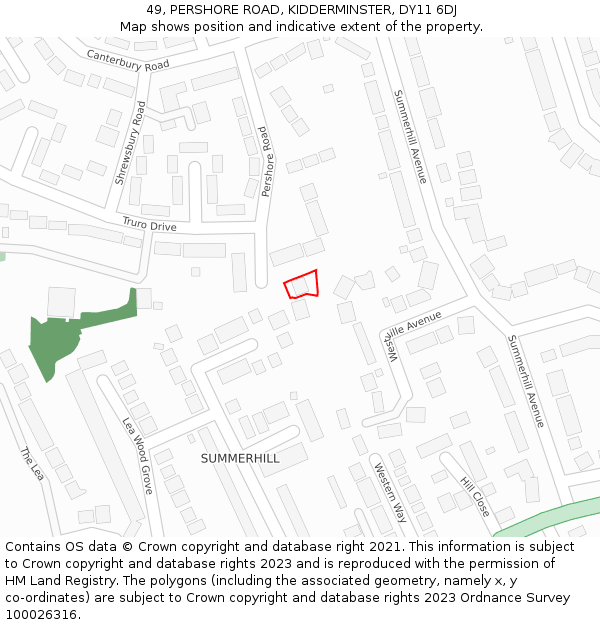 49, PERSHORE ROAD, KIDDERMINSTER, DY11 6DJ: Location map and indicative extent of plot