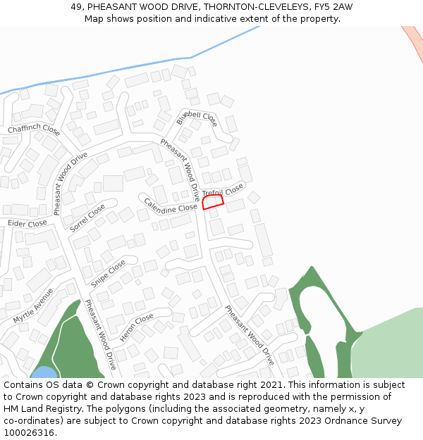 49, PHEASANT WOOD DRIVE, THORNTON-CLEVELEYS, FY5 2AW: Location map and indicative extent of plot