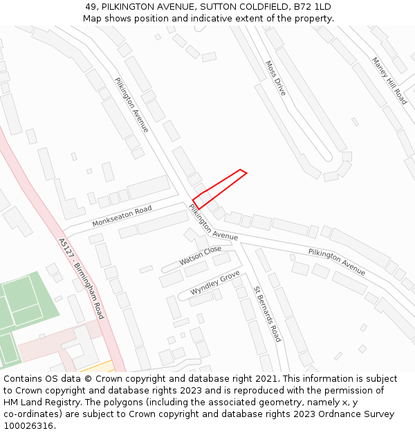 49, PILKINGTON AVENUE, SUTTON COLDFIELD, B72 1LD: Location map and indicative extent of plot