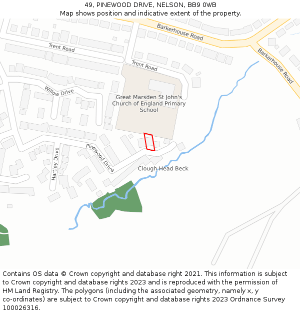 49, PINEWOOD DRIVE, NELSON, BB9 0WB: Location map and indicative extent of plot