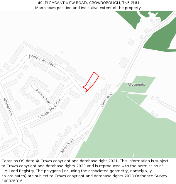 49, PLEASANT VIEW ROAD, CROWBOROUGH, TN6 2UU: Location map and indicative extent of plot