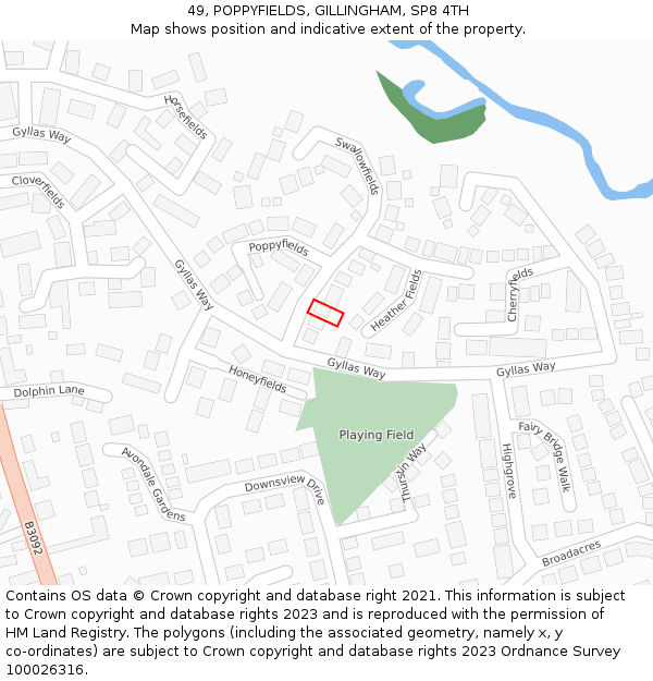 49, POPPYFIELDS, GILLINGHAM, SP8 4TH: Location map and indicative extent of plot