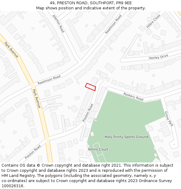 49, PRESTON ROAD, SOUTHPORT, PR9 9EE: Location map and indicative extent of plot