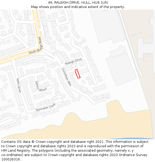 49, RALEIGH DRIVE, HULL, HU9 1UN: Location map and indicative extent of plot