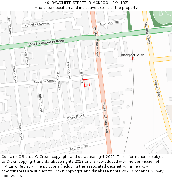 49, RAWCLIFFE STREET, BLACKPOOL, FY4 1BZ: Location map and indicative extent of plot