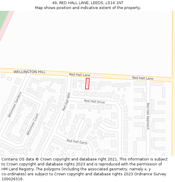 49, RED HALL LANE, LEEDS, LS14 1NT: Location map and indicative extent of plot