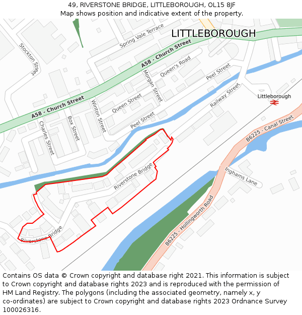 49, RIVERSTONE BRIDGE, LITTLEBOROUGH, OL15 8JF: Location map and indicative extent of plot