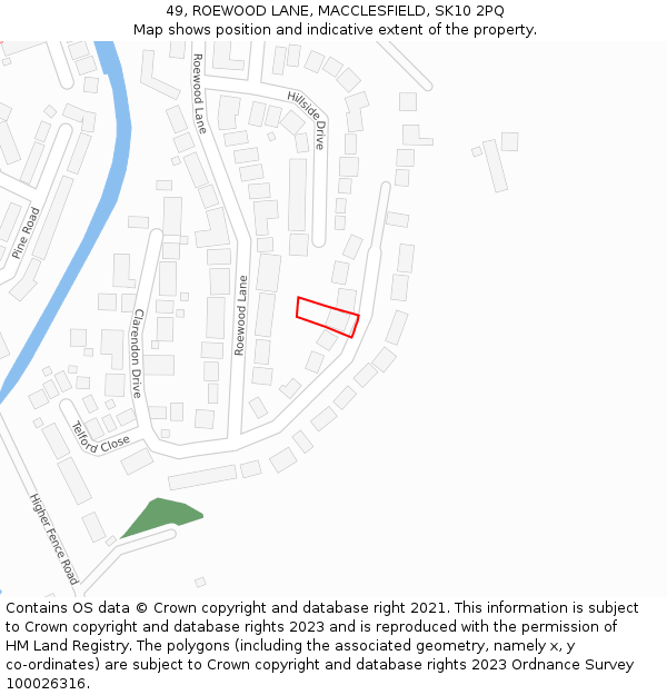 49, ROEWOOD LANE, MACCLESFIELD, SK10 2PQ: Location map and indicative extent of plot