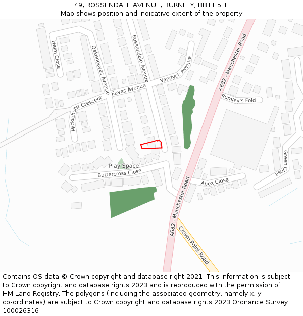 49, ROSSENDALE AVENUE, BURNLEY, BB11 5HF: Location map and indicative extent of plot