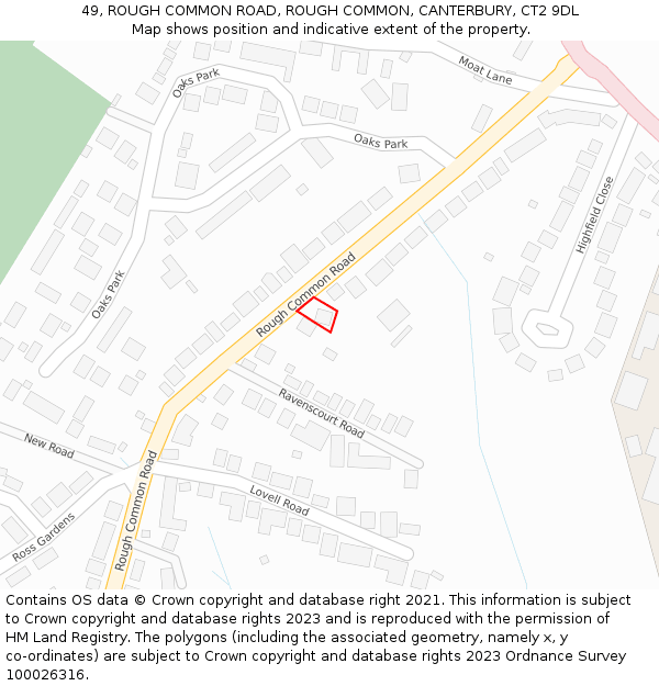 49, ROUGH COMMON ROAD, ROUGH COMMON, CANTERBURY, CT2 9DL: Location map and indicative extent of plot