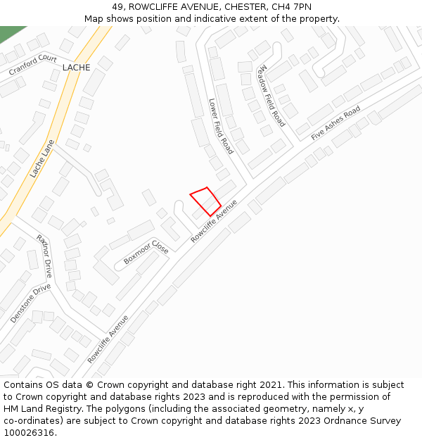49, ROWCLIFFE AVENUE, CHESTER, CH4 7PN: Location map and indicative extent of plot