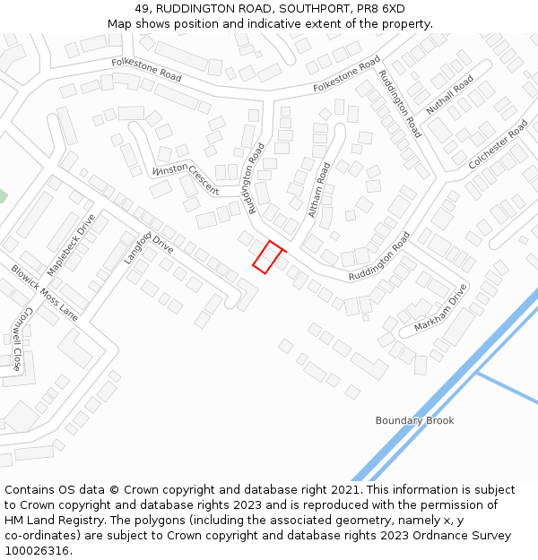 49, RUDDINGTON ROAD, SOUTHPORT, PR8 6XD: Location map and indicative extent of plot