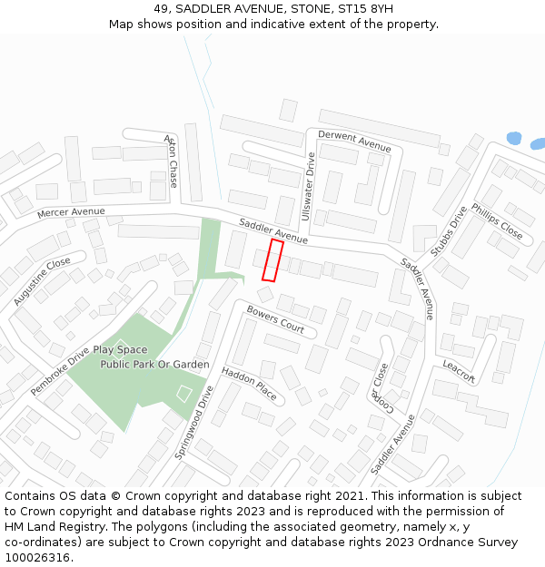 49, SADDLER AVENUE, STONE, ST15 8YH: Location map and indicative extent of plot