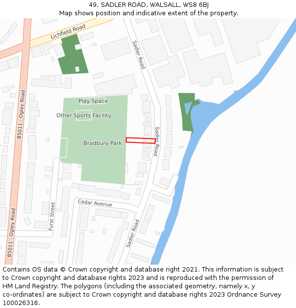 49, SADLER ROAD, WALSALL, WS8 6BJ: Location map and indicative extent of plot