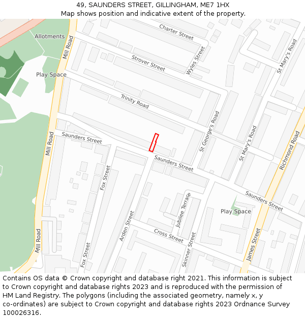 49, SAUNDERS STREET, GILLINGHAM, ME7 1HX: Location map and indicative extent of plot