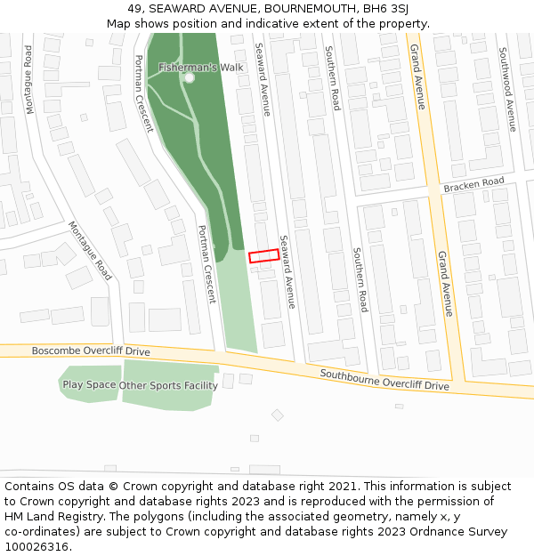 49, SEAWARD AVENUE, BOURNEMOUTH, BH6 3SJ: Location map and indicative extent of plot