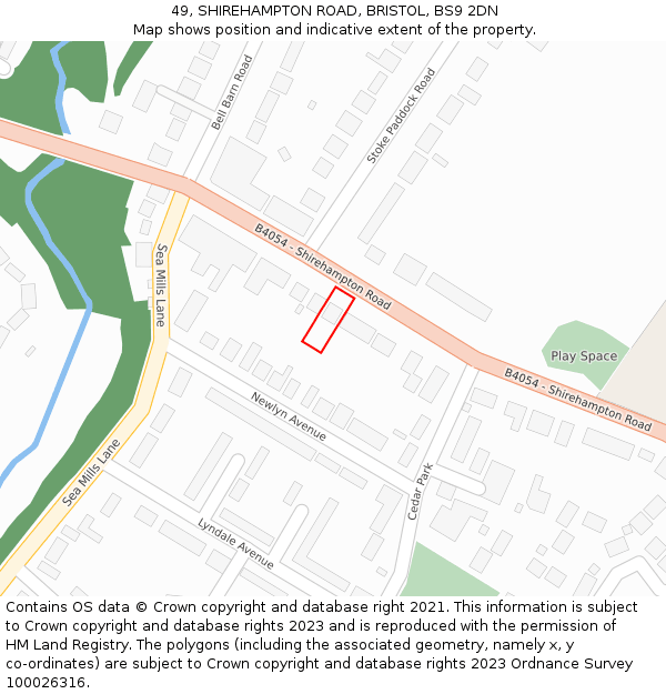 49, SHIREHAMPTON ROAD, BRISTOL, BS9 2DN: Location map and indicative extent of plot