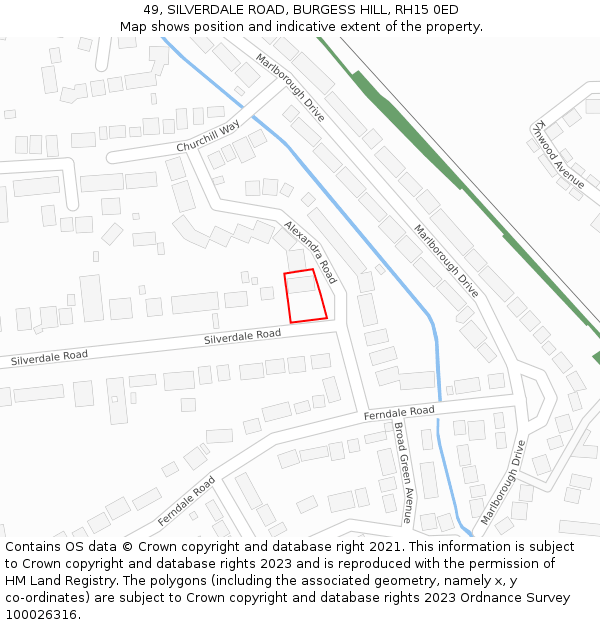 49, SILVERDALE ROAD, BURGESS HILL, RH15 0ED: Location map and indicative extent of plot