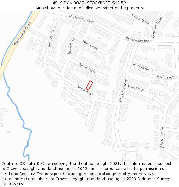 49, SISKIN ROAD, STOCKPORT, SK2 5JX: Location map and indicative extent of plot