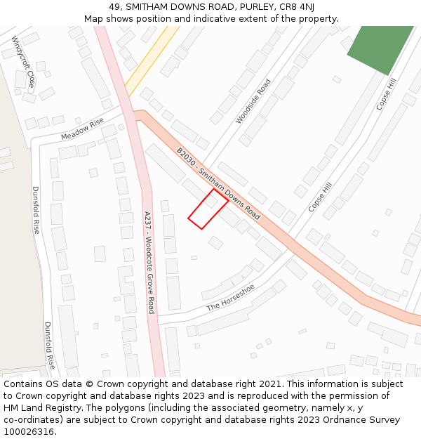 49, SMITHAM DOWNS ROAD, PURLEY, CR8 4NJ: Location map and indicative extent of plot