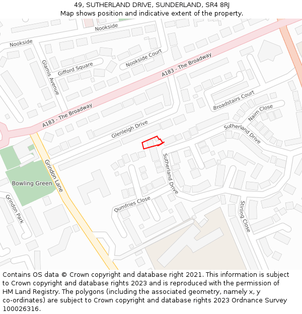 49, SUTHERLAND DRIVE, SUNDERLAND, SR4 8RJ: Location map and indicative extent of plot